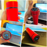 stainless steel water bottle with a digital temperature display - Image 3